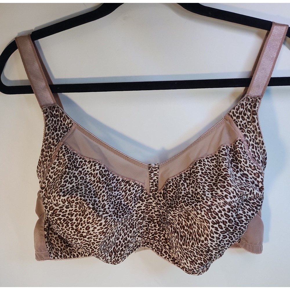 Just My Size by Hanes Leopard Print Wirefree Bra Brown C46/105‎ Animal Print